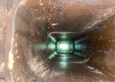 chimney liner after application of creosote remover