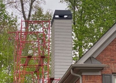 new chimney built to replace leaning chimney