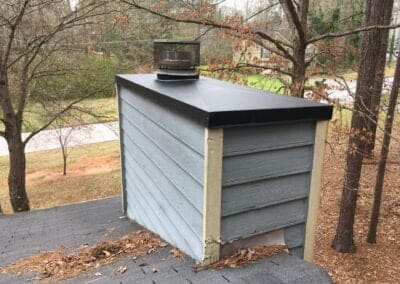 offset chimney with new rain pan